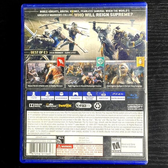 For Honor PS4 Game Includes Legacy Battle Pack & Unique Armor Designs Ubisoft Ma - Picture 2 of 3